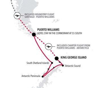 Silversea Cruises Silver Cloud Expedition Map 2026 King George Island to Puerto Williams