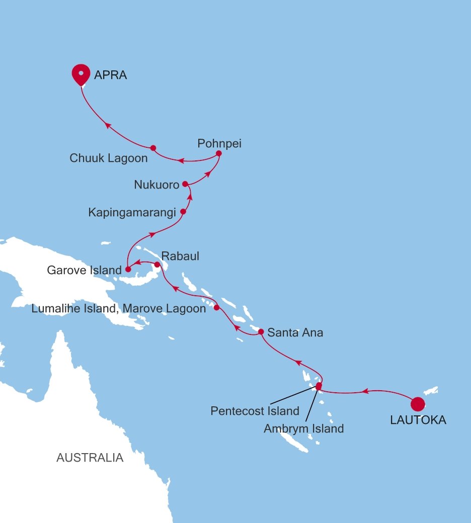 Lautoka to Apra Silver Cloud Voyage E4270414018 itinerary map