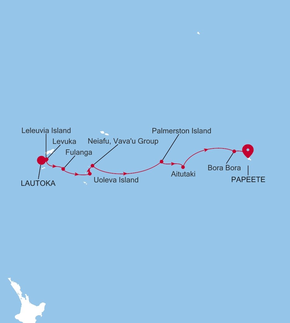 Lautoka to Papeete (Tahiti) Silver Cloud Voyage E4271013011 itinerary map