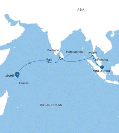 Silversea Cruises Silver Dawn Map 2027 Singapore to Mahe