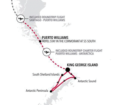 Silversea Cruises Silver Endeavour Map 2026 King George Island to King George Island