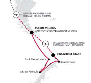 Silversea Cruises Silver Wind Expedition Map 2027 King George Island to Puerto Williams