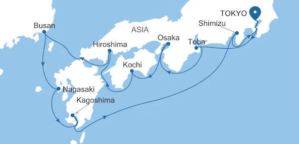 Silversea Cruises Silver Moon Map 2027 World Cruise