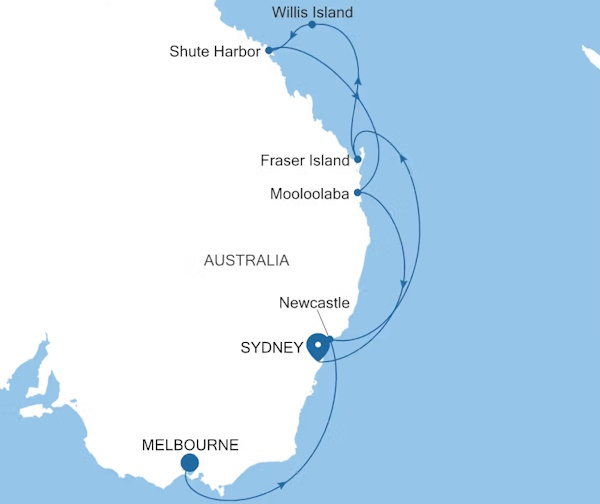 Silversea Cruises Silver Moon Map 2027 World Cruise