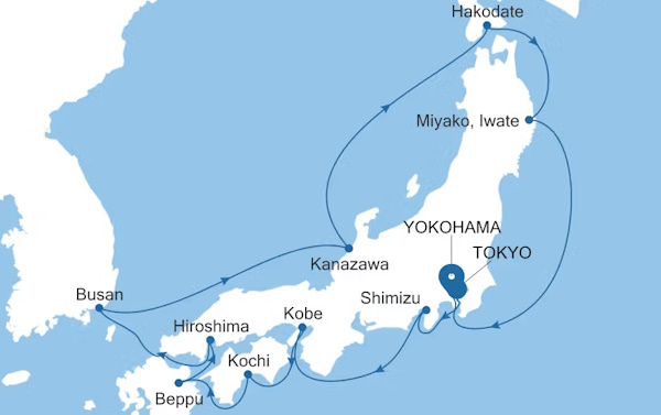 Silversea Cruises Silver Moon Map 2028 World Cruise