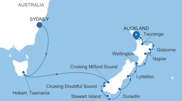 Silversea Cruises Silver Moon Map 2028 World Cruise