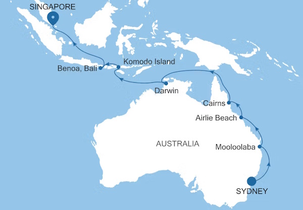 Silversea Cruises Silver Moon Map 2028 World Cruise