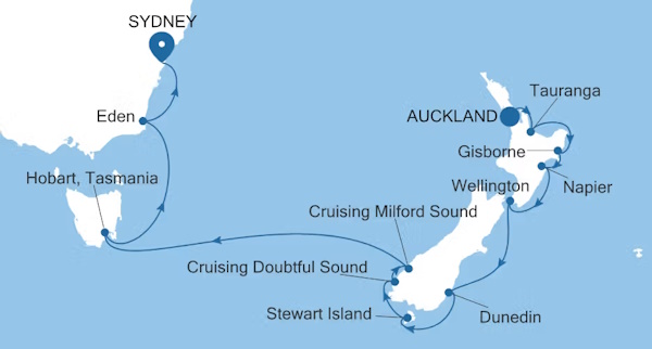 Silversea Cruises Silver Moon Map 2028 World Cruise