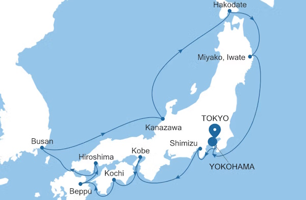 Silversea Cruises Silver Moon Map 2028 World Cruise