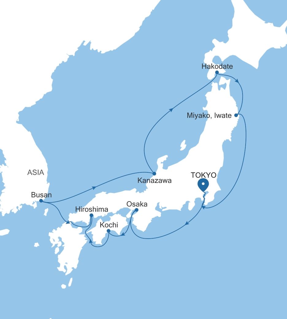 Silver Moon Tokyo to Tokyo voyage MO260919014 itinerary map