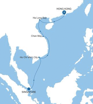 Silversea Cruises Silver Muse Map 2026 Singapore to Hong Kong