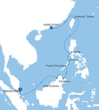 Silversea Cruises Silver Muse Map 2027 Hong Kong to Singapore