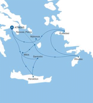 Silversea Cruises World Cruise Silver Nova Map 2027Athens (Piraeus) to Athens (Piraeus)