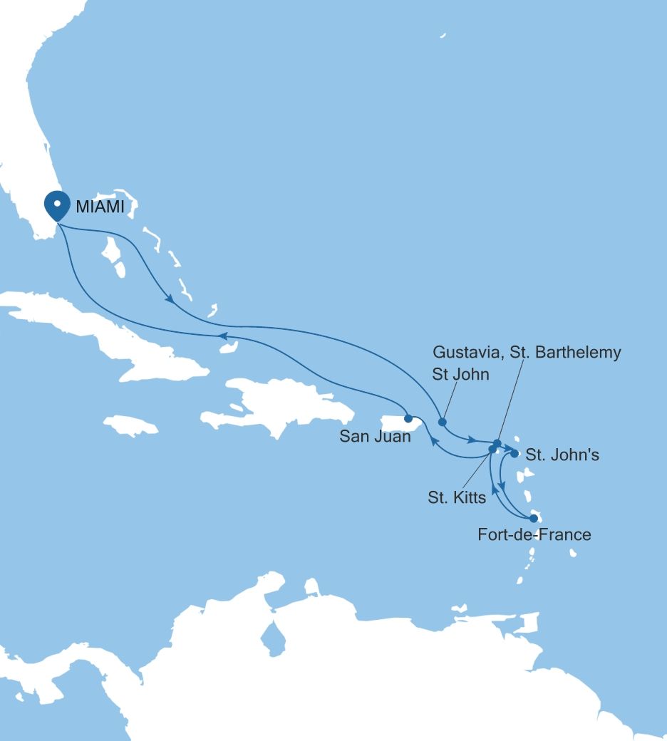 Silver Nova Miami, FL to Miami, FL voyage SN280131011 itinerary map