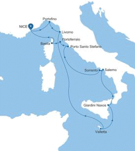 Silversea Cruises Silver Shadow Map 2027 Nice to Nice