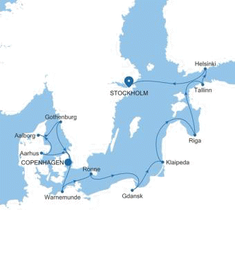 Silversea Cruises Silver Spirit Map 2027 World Cruise Copenhagen to Stockholm