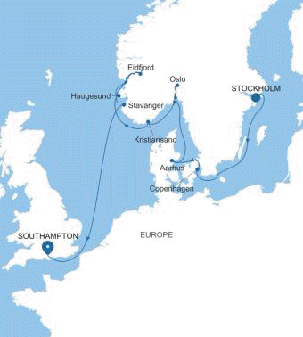 Silversea Cruises Silver Spirit Map 2027 World Cruise Stockholm to Southampton