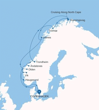 Silversea Cruises Silver Spirit Map 2027 World Cruise Copenhagen to Copenhagen