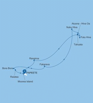 Silversea Cruises Silver Whisper Map 2026 Papeete (Tahiti) to Papeete (Tahiti)