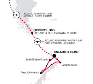 Map of preserved Silver Wind voyage WI260123006 from King George Island to King George Island