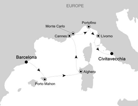 Deluxe Honeymoon Cruises Silversea Silver Cloud April 1-8 2026 Barcelona to Civitavecchia (Rome)