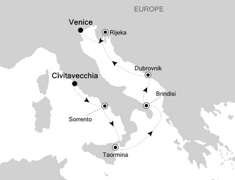 Luxury Cruises Just Silversea Silver Cloud April 29 May 6 2026 Civitavecchia (Rome) to Venice
