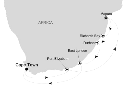 Deluxe Honeymoon Cruises Silversea Silver Cloud February 12-22 2026 Cape Town to Cape Town