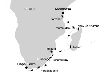 Deluxe Honeymoon Cruises Silversea Silver Cloud January 19 February 2 2026 Mombasa to Cape Town