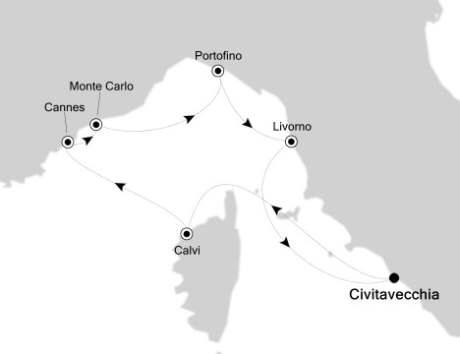 Luxury Cruises Just Silversea Silver Cloud July 1-8 2026 Civitavecchia (Rome) to Civitavecchia (Rome)