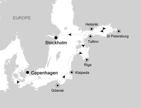 Cruise Single-Solo Balconies and Suites Silversea Silver Cloud July 29 August 8 2024 Copenhagen, Denmark to Stockholm, Sweden