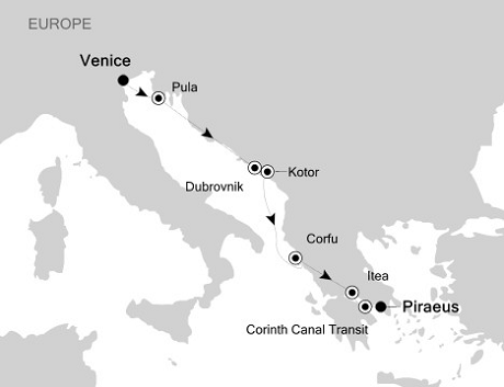 Luxury Cruises Just Silversea Silver Cloud May 6-13 2026 Venice to Piraeus, Athens