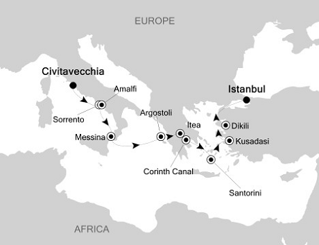 Cruise Single-Solo Balconies and Suites Silversea Silver Cloud October 4-14 2025 Civitavecchia (Rome) to Istanbul