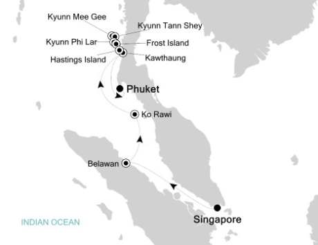 Luxury Cruises Just Silversea Silver Origin December 1-10 2027 Singapore, Singapore to Phuket, Thailand