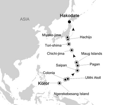 Cruise Single-Solo Balconies and Suites Silversea Silver Endeavour June 11-25 2025 Koror to Hakodate