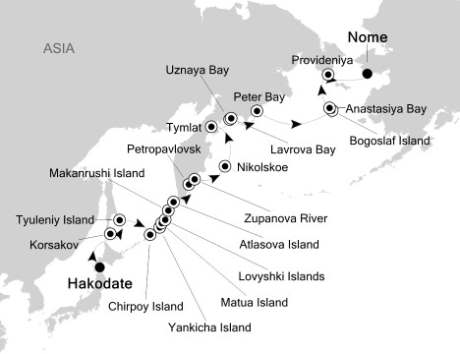 HONEYMOON Silversea Silver Discoverer June 21 July 7 2021 Hakodate, Japan to Nome, AK, United States