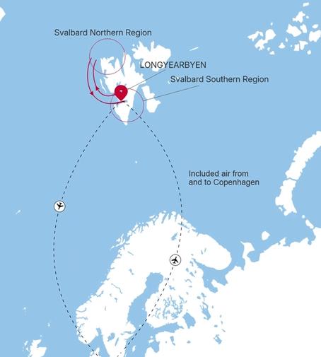 Silver Endeavour Longyearbyen to Longyearbyen voyage EV270606007 itinerary map