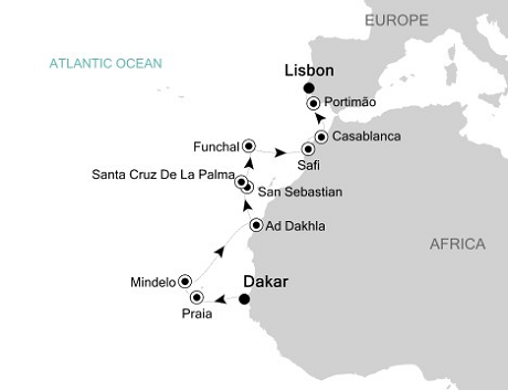 Deluxe Honeymoon Cruises Silversea Silver Explorer April 15-29 2023 Dakar to Lisbon