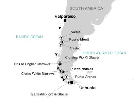 Luxury Cruises Just Silversea Silver Explorer November 8-20 2027 Valparaíso, Chile to Ushuaia, Argentina
