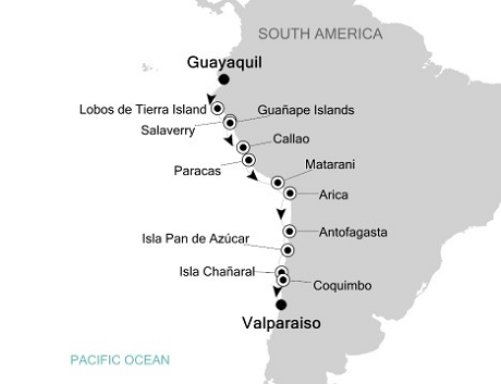 Luxury Cruises Just Silversea Silver Explorer October 31 November 15 2026 Guayaquil to Valparaíso, Chile