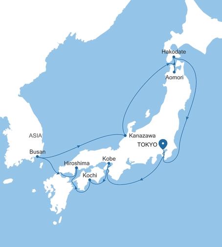 Silver Moon Tokyo to Tokyo voyage MO270417014 itinerary map