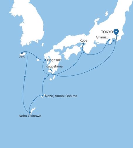 Silver Muse Tokyo to Tokyo voyage SM270621012 itinerary map