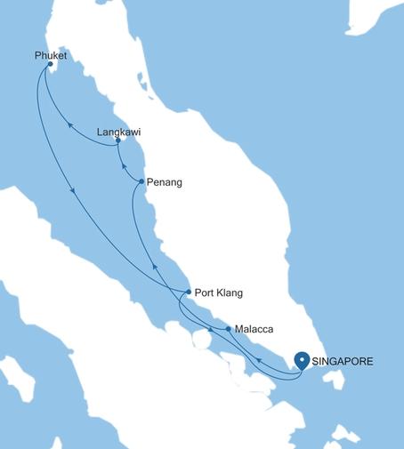 Silver Muse Singapore to Singapore voyage SM280104010 itinerary map