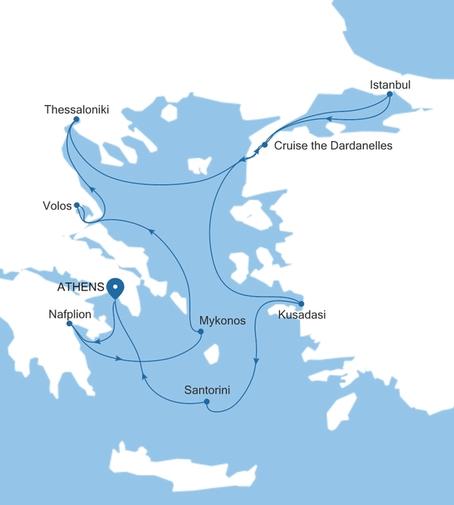 Silver Nova Athens (Piraeus) to Athens (Piraeus) voyage SN270616011 itinerary map