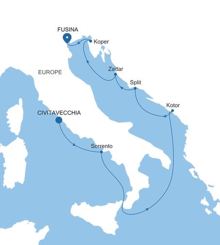 Silver Ray Italy & the Adriatic Featuring Slovenia voyage RA270717007 itinerary map