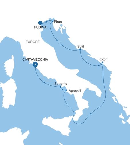 Silver Ray Italy & the Adriatic Featuring Slovenia voyage RA270724007 itinerary map