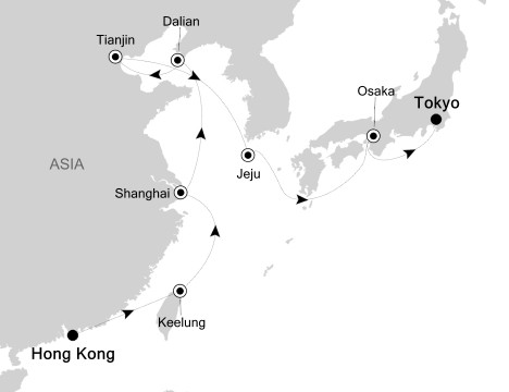 Cruise Single-Solo Balconies and Suites Silversea Silver Shadow April 21 May 7 2027 Hong Kong to Tokyo, Japan