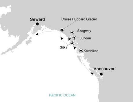 Deluxe Honeymoon Cruises Silversea Silver Shadow August 18-25 2026 Vancouver to Seward, Alaska