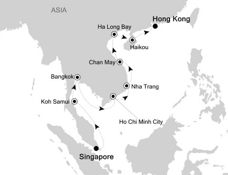 Deluxe Honeymoon Cruises Silversea Silver Shadow December 20 2026 January 4 2024 Singapore to Hong Kong