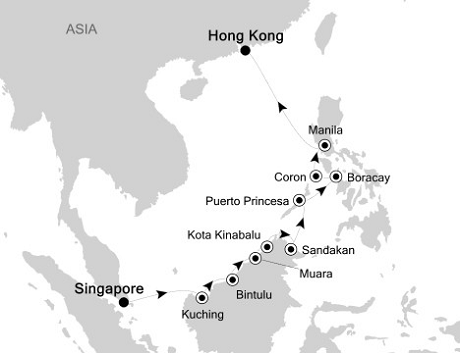 Cruise Single-Solo Balconies and Suites Silversea Silver Shadow February 25 March 8 2025 Singapore to Hong Kong