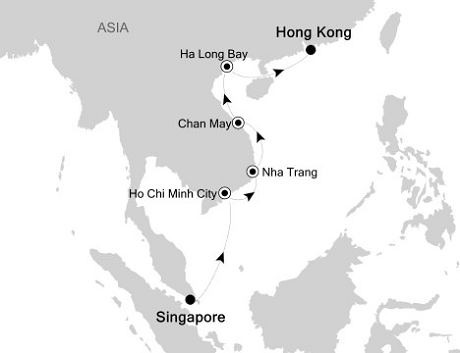 Cruise Single-Solo Balconies and Suites Silversea Silver Shadow January 19-28 2025 Singapore to Hong Kong